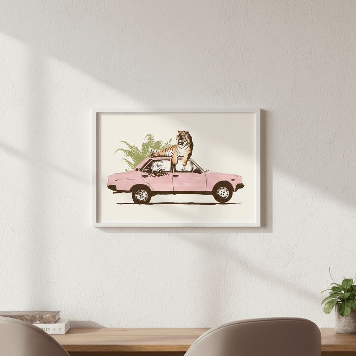 Tiger on Car by Florent Bodart wall - art - picture - poster