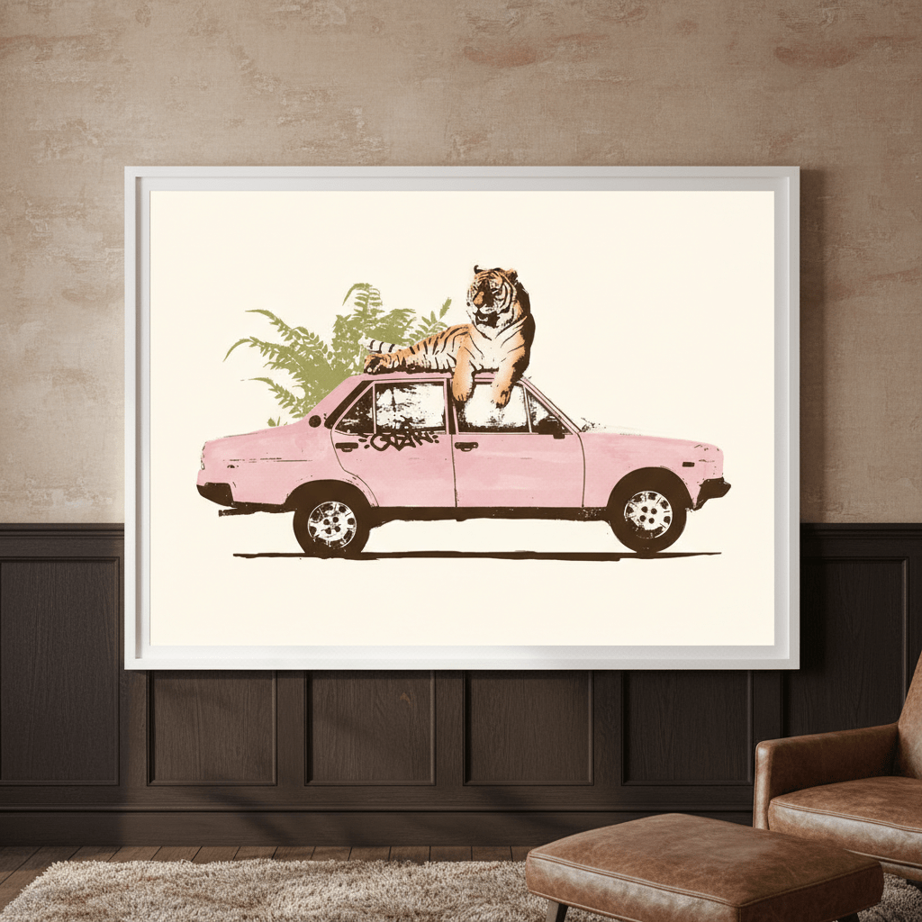 Tiger on Car by Florent Bodart wall - art - picture - poster