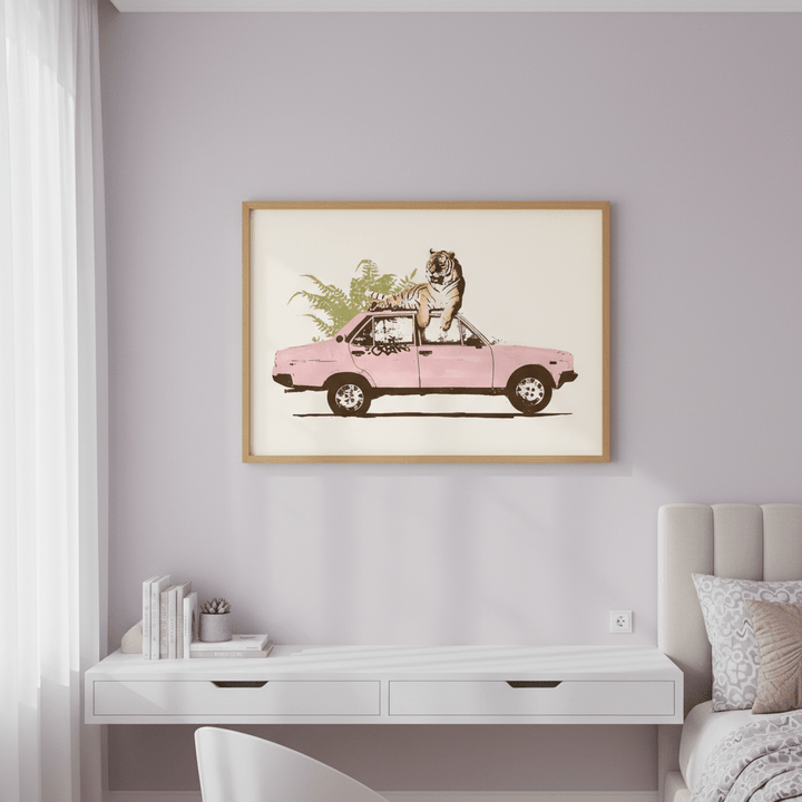 Tiger on Car by Florent Bodart wall - art - picture - poster