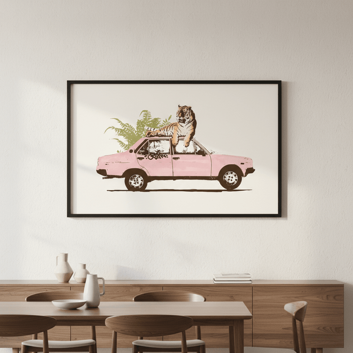 Tiger on Car by Florent Bodart wall - art - picture - poster