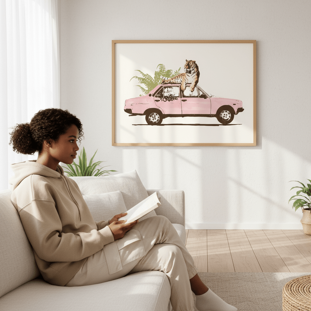Tiger on Car by Florent Bodart wall - art - picture - poster