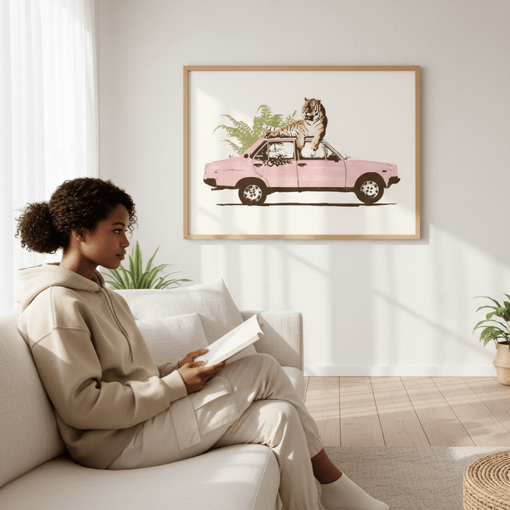 Tiger on Car by Florent Bodart wall - art - picture - poster