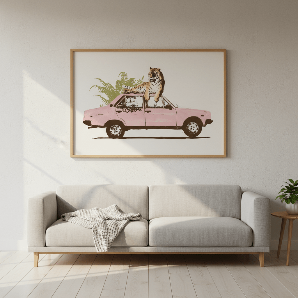 Tiger on Car by Florent Bodart wall - art - picture - poster