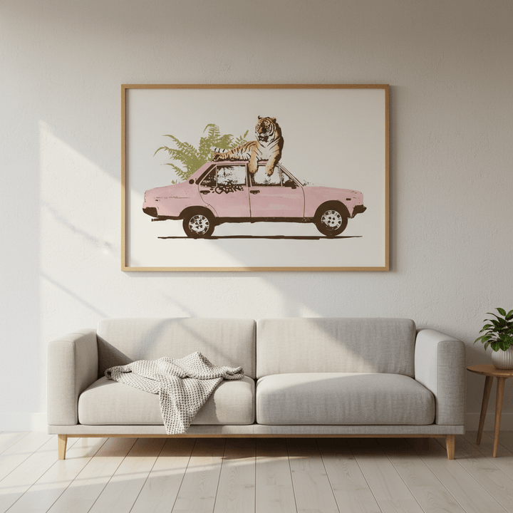 Tiger on Car by Florent Bodart wall - art - picture - poster