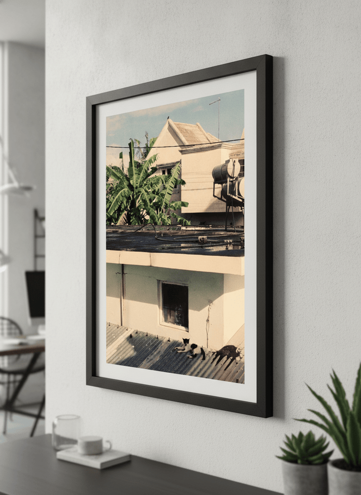 Contemporary wall art featured in a bright modern office workspace