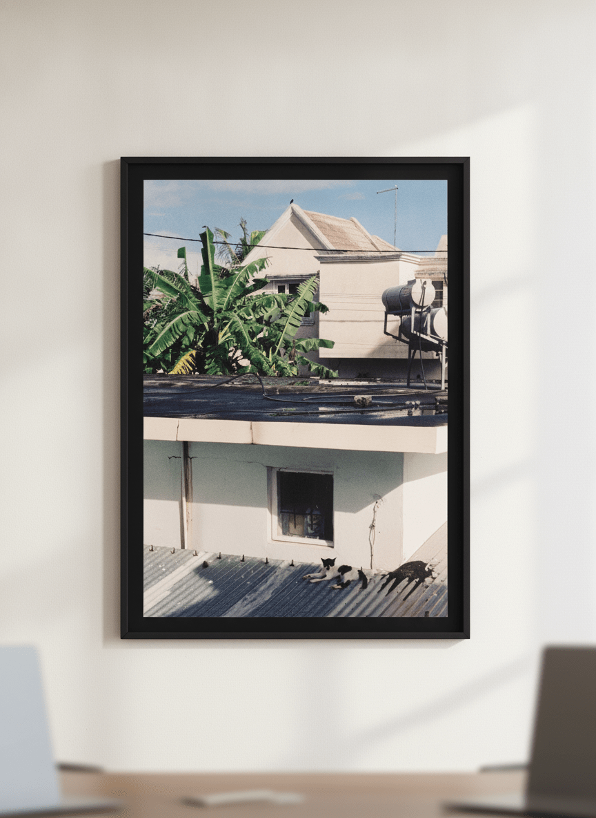 Contemporary wall art featured in a bright modern office workspace