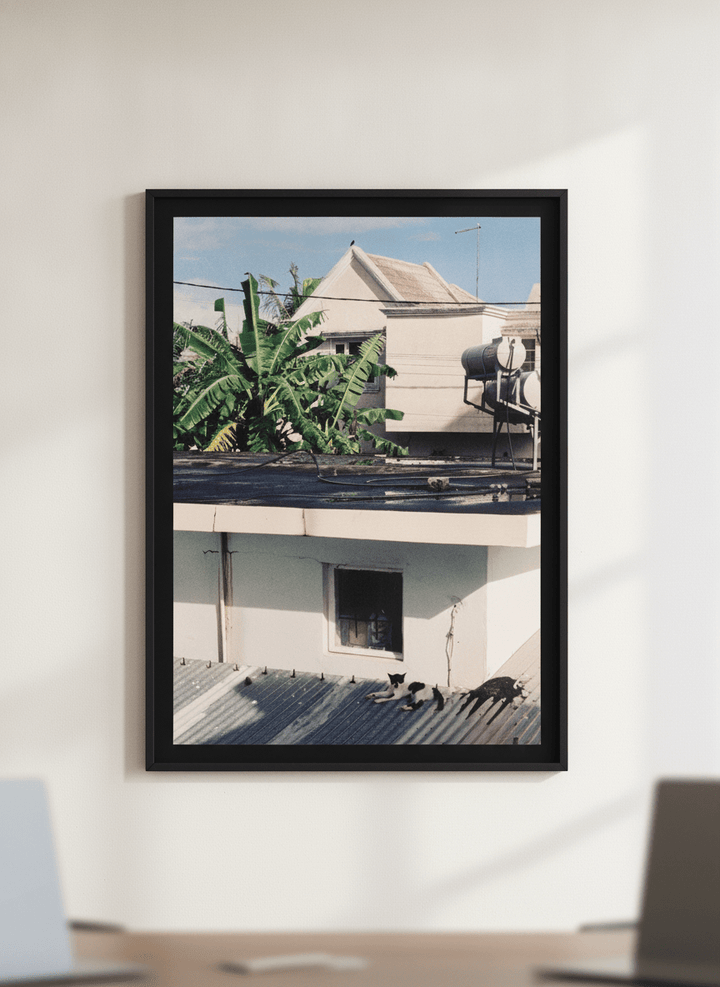 Contemporary wall art featured in a bright modern office workspace