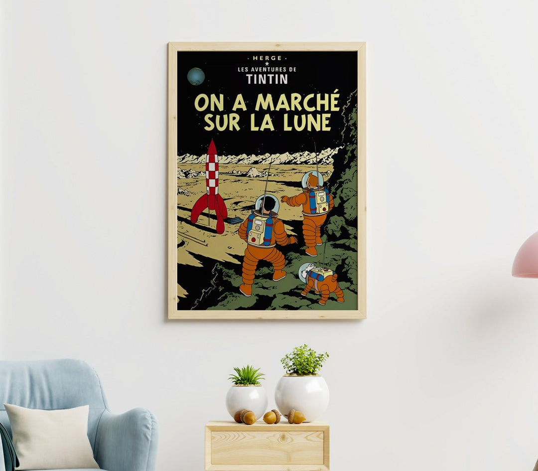 Tintin On a Walk on the Moon Bedroom Wall Art - Style My Wall