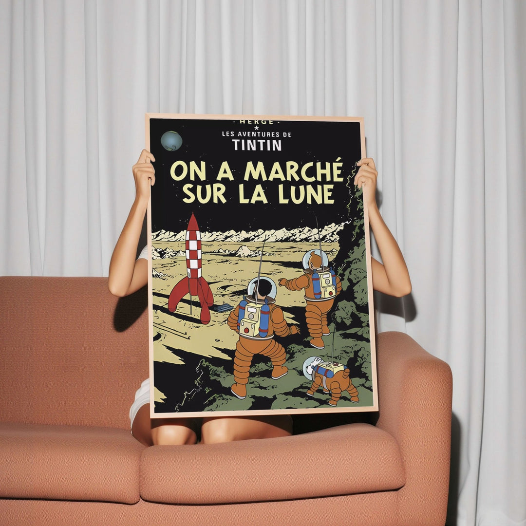 Tintin On a Walk on the Moon Bedroom Wall Art wall - art - picture - poster