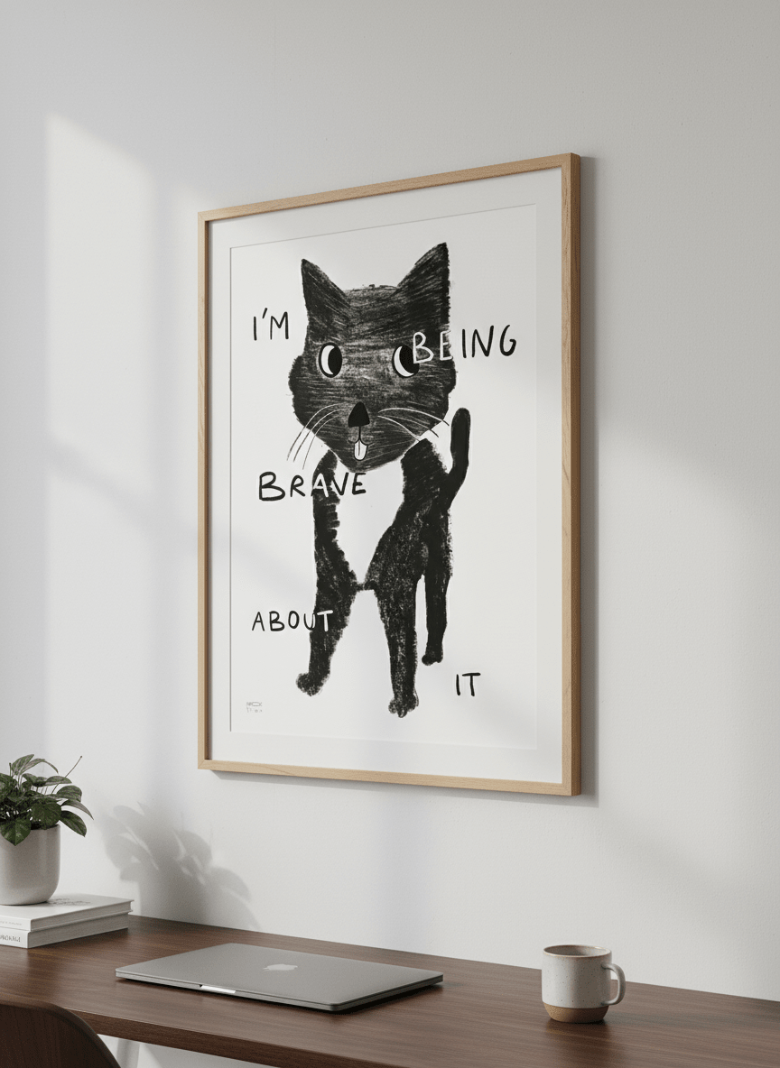 Contemporary wall art featured in a bright modern office workspace