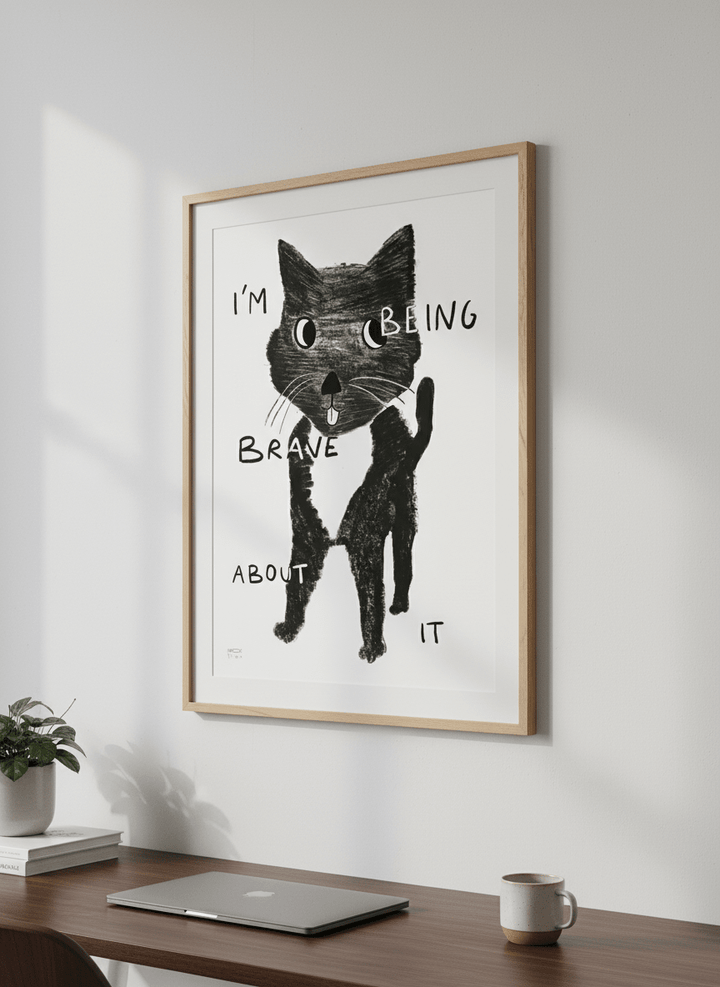 Contemporary wall art featured in a bright modern office workspace