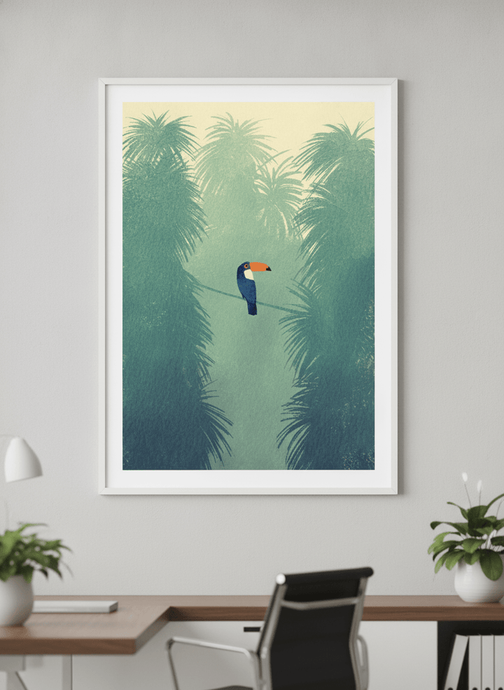 Contemporary wall art featured in a bright modern office workspace