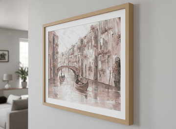 Modern wall art styled above a sofa in a neutral living room