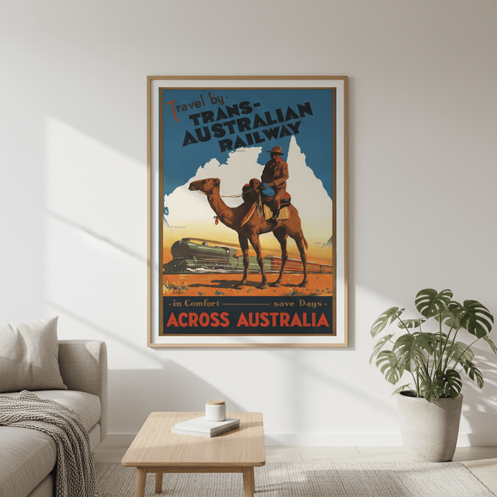 Trans Australian Railway Vintage Retro Wall Art Print wall - art - picture - poster
