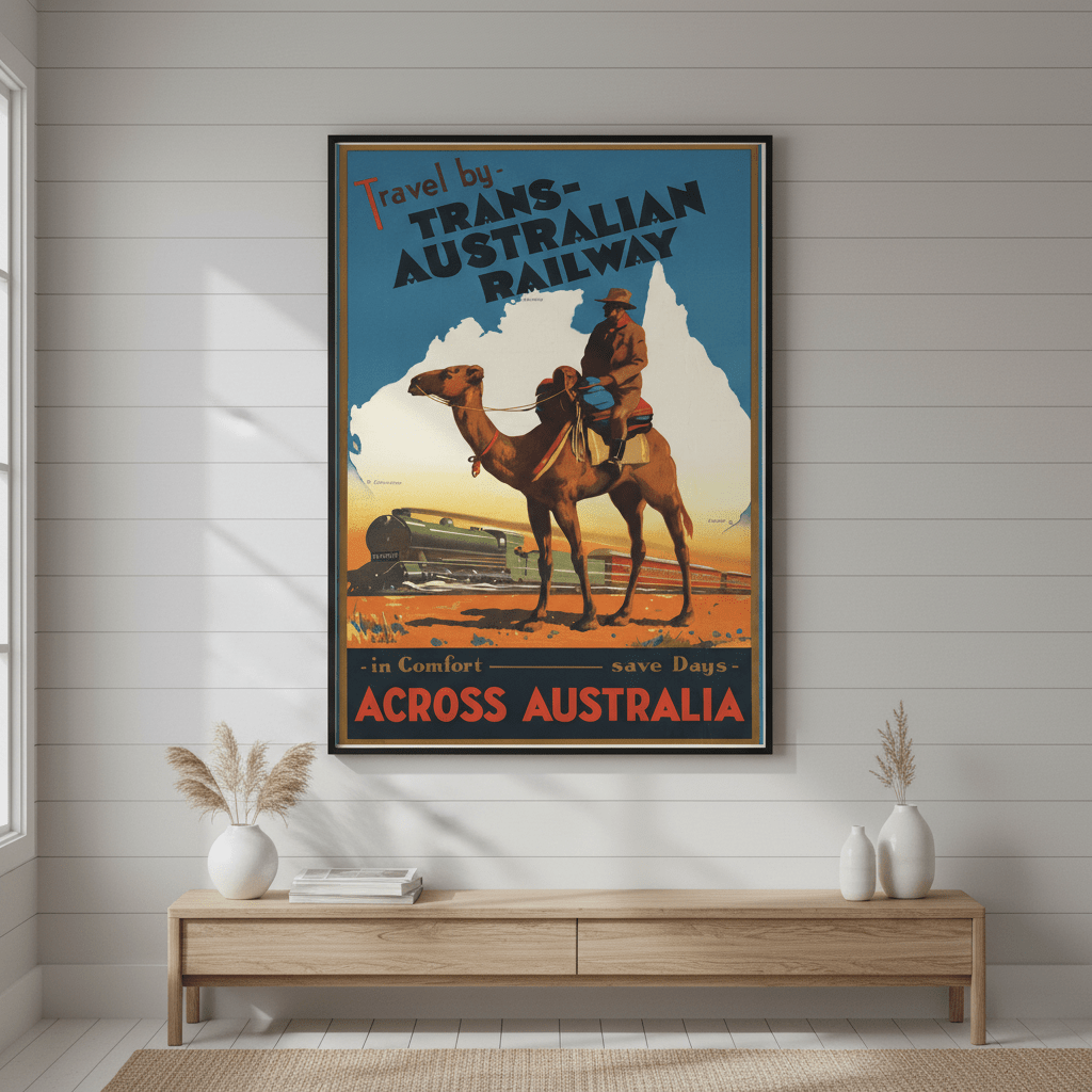 Trans Australian Railway Vintage Retro Wall Art Print wall - art - picture - poster