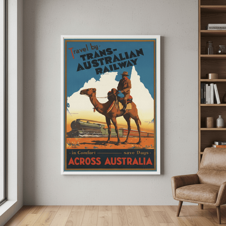 Trans Australian Railway Vintage Retro Wall Art Print wall - art - picture - poster
