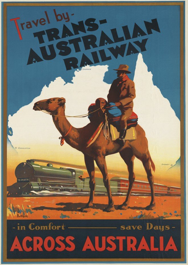 Trans Australian Railway Vintage Retro Wall Art Print