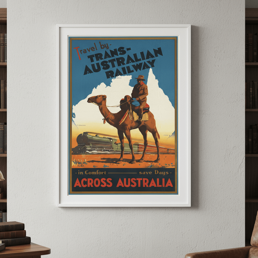Trans Australian Railway Vintage Retro Wall Art Print wall - art - picture - poster
