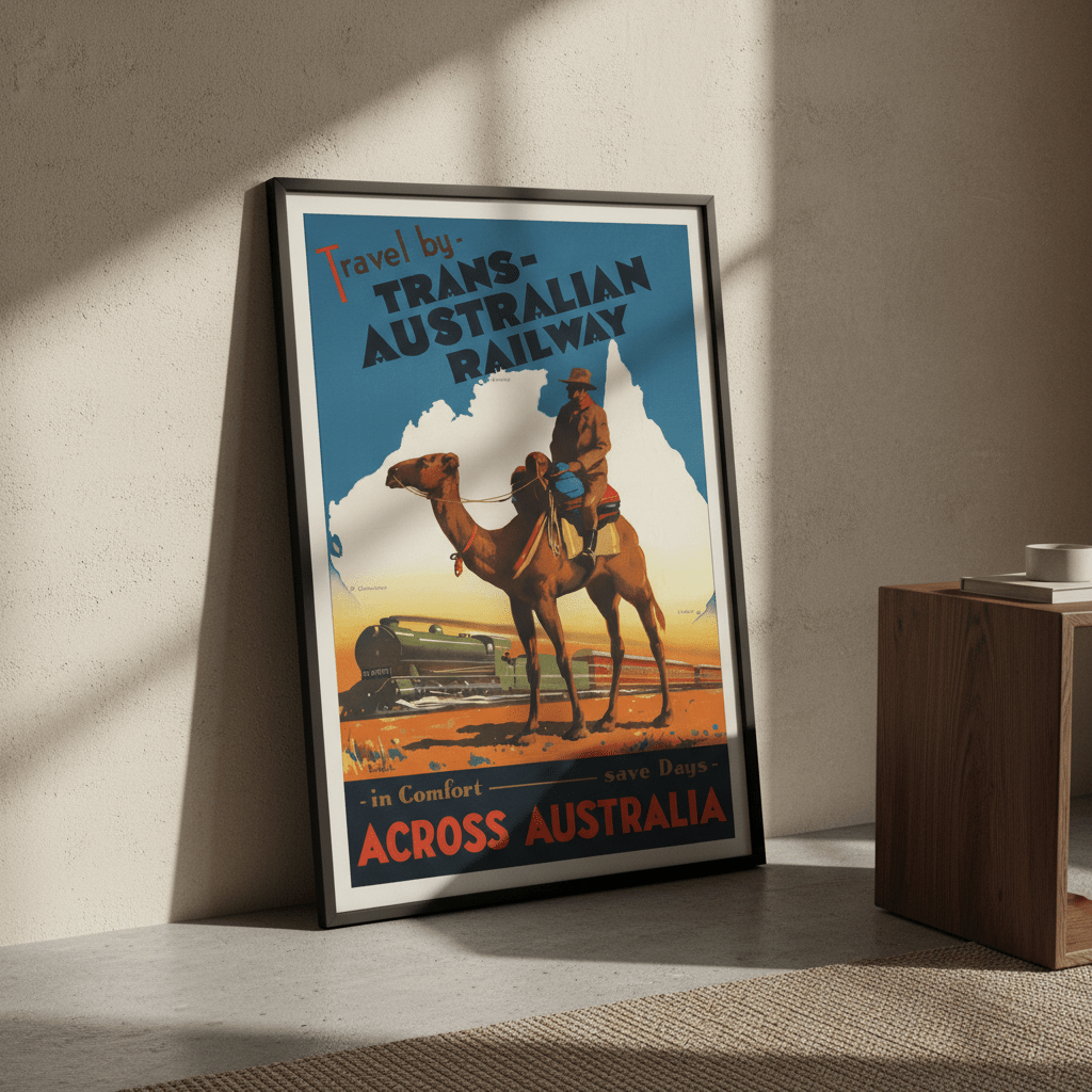 Trans Australian Railway Vintage Retro Wall Art Print wall - art - picture - poster