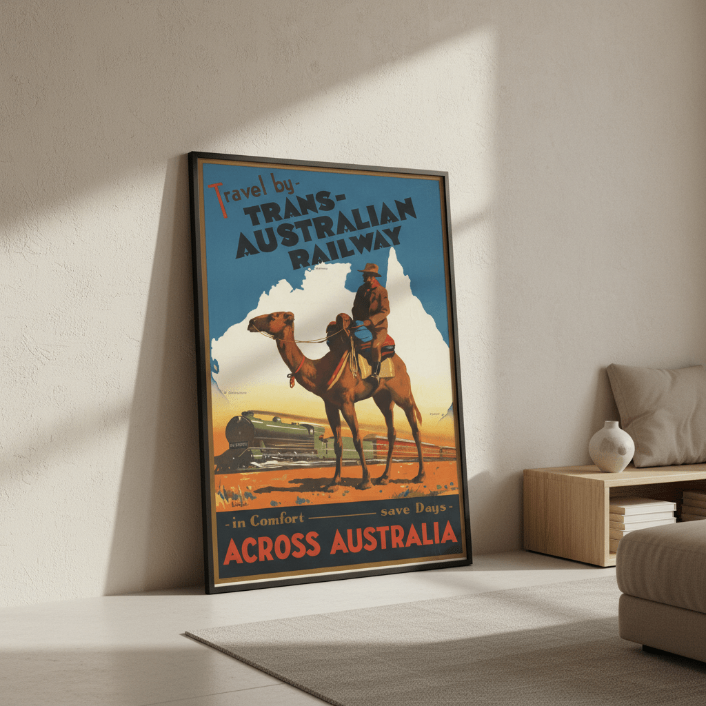 Trans Australian Railway Vintage Retro Wall Art Print wall - art - picture - poster