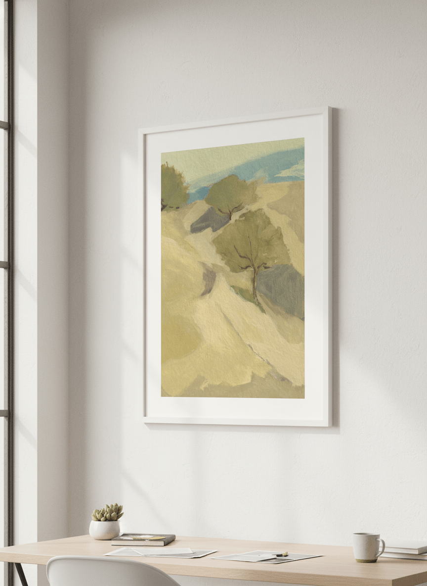 Contemporary wall art featured in a bright modern office workspace