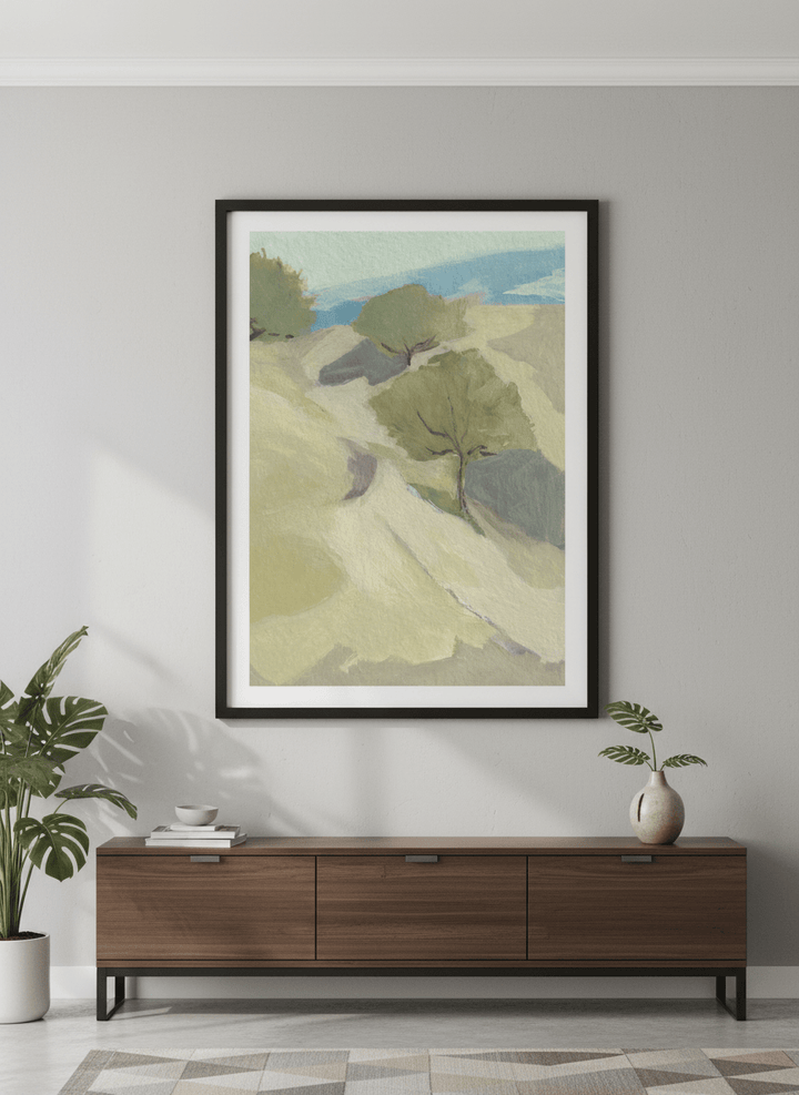 Contemporary wall art featured in a bright modern office workspace