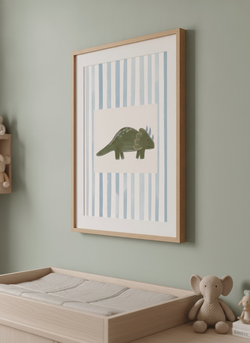 Soft neutral wall art styled in a serene nursery with pastel tones