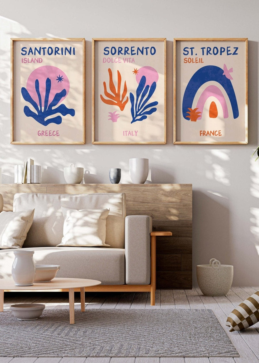Trio of Travel Pink Prints