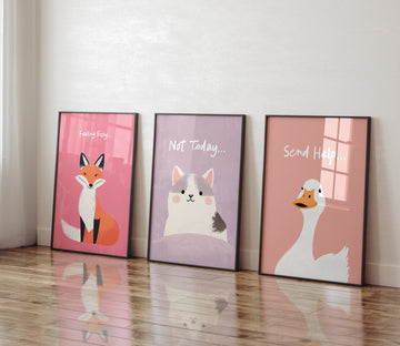 Trio Wall Art Cute Animal Quote Prints - Style My Wall