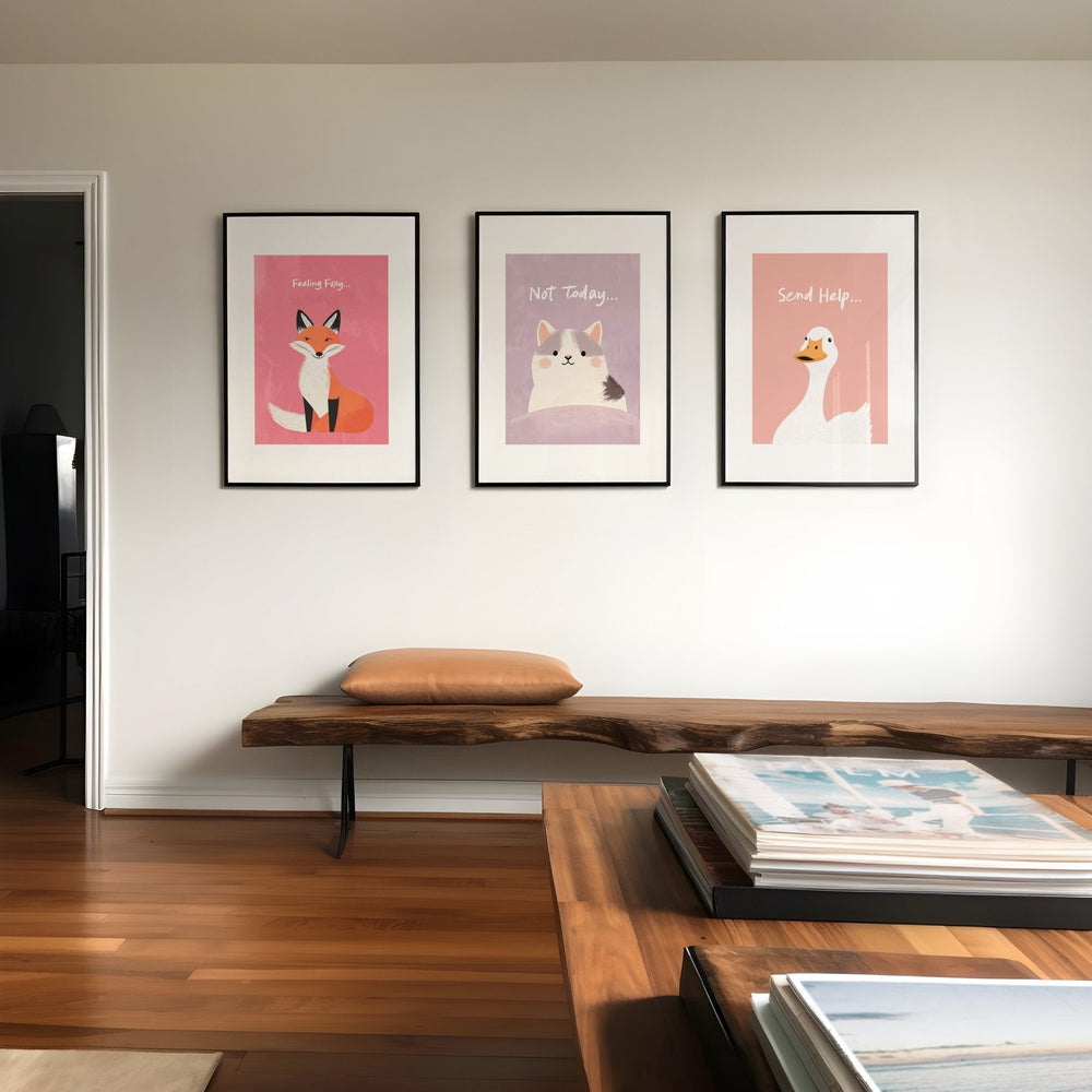Trio Wall Art Cute Animal Quote Prints - Style My Wall