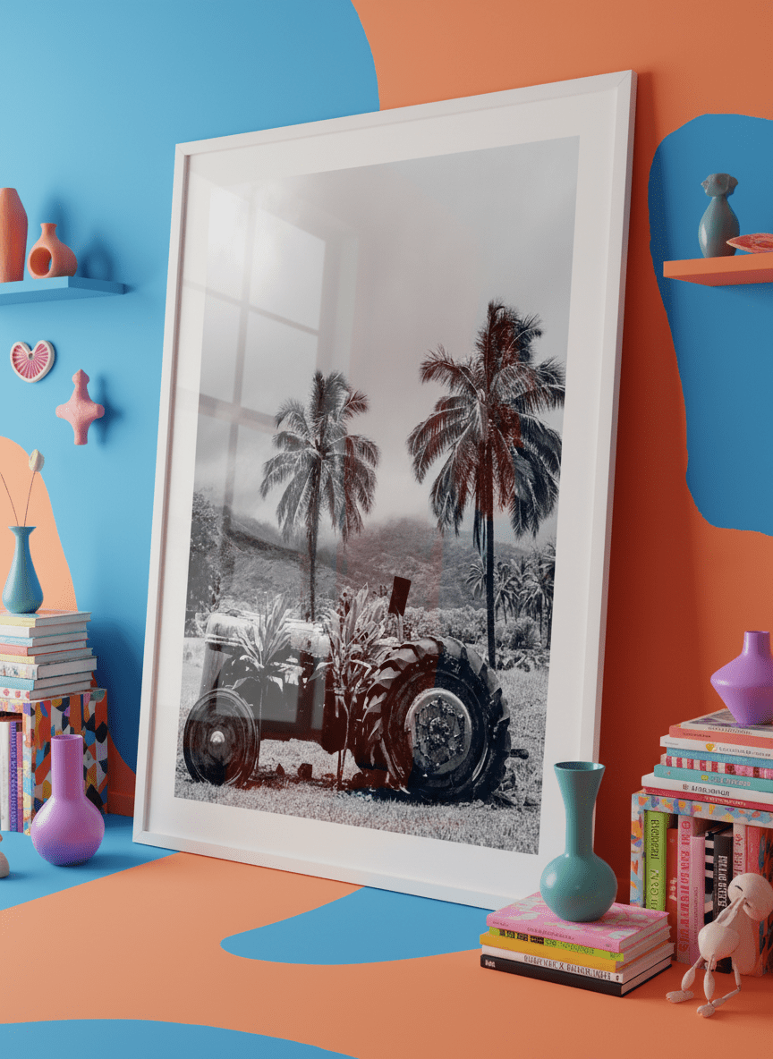 Bold wall art styled in a colourful, eclectic modern home