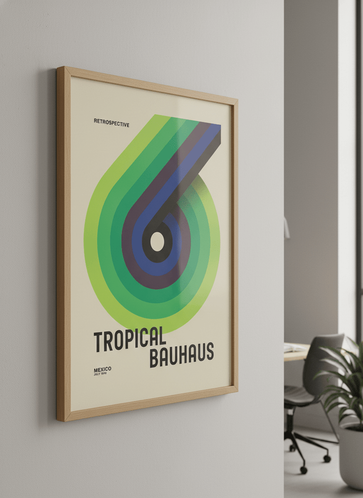 Contemporary wall art featured in a bright modern office workspace