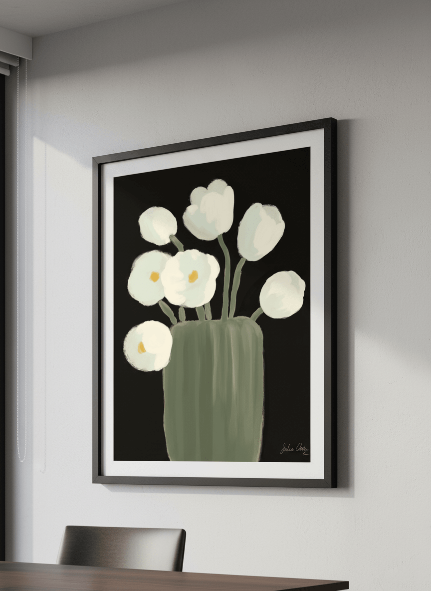 Contemporary wall art featured in a bright modern office workspace