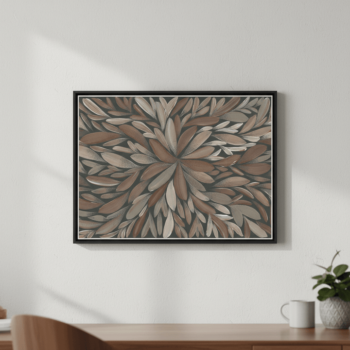 Tumbetin Baibaiye Healing Leaves Brown and Cream by Emma Rigney wall - art - picture - poster
