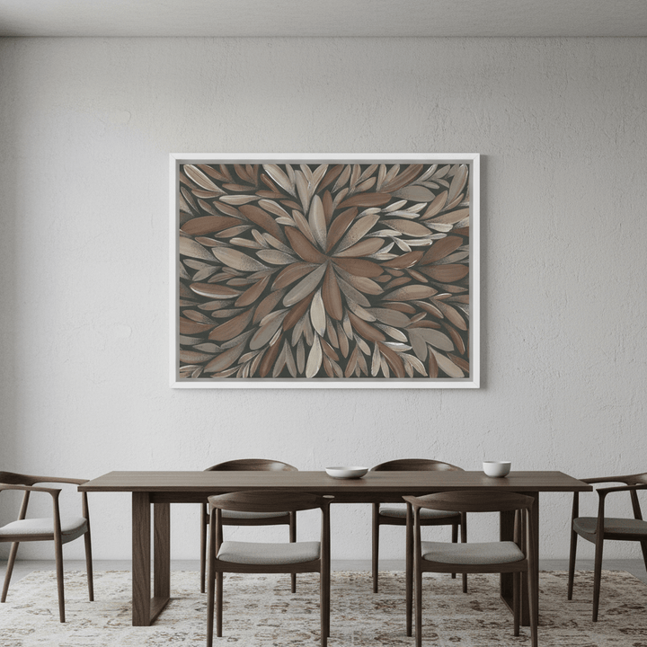 Tumbetin Baibaiye Healing Leaves Brown and Cream by Emma Rigney wall - art - picture - poster