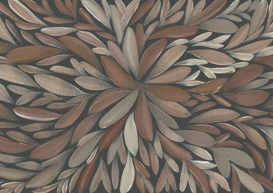Tumbetin Baibaiye Healing Leaves Brown and Cream by Emma Rigney