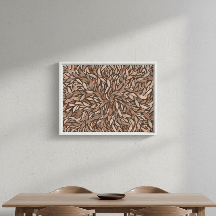 Tumbetin Baibaiye Healing Leaves Brown Cream and Grey Mocha Tone by Emma Rigney wall - art - picture - poster