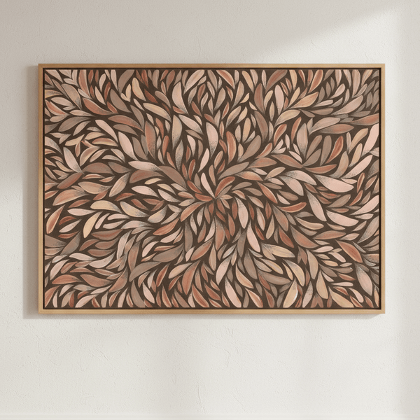 Tumbetin Baibaiye Healing Leaves Brown Cream and Grey Mocha Tone by Emma Rigney