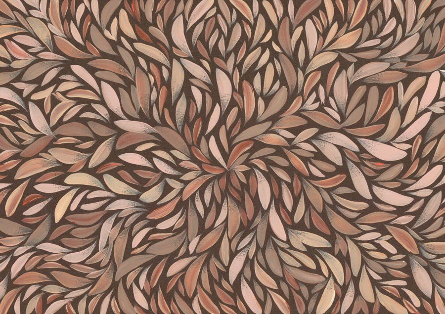 Tumbetin Baibaiye Healing Leaves Brown Cream and Grey Mocha Tone by Emma Rigney