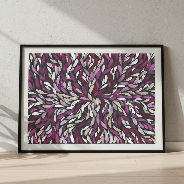 Tumbetin Baibaiye Healing Leaves in Purple Cream White by Emma Rigney