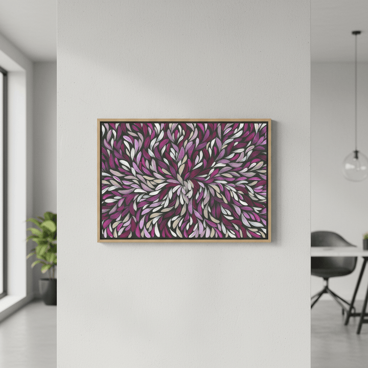 Tumbetin Baibaiye Healing Leaves in Purple Cream White by Emma Rigney wall - art - picture - poster