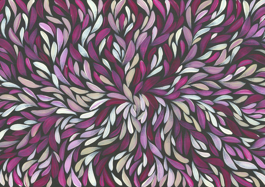 Tumbetin Baibaiye Healing Leaves in Purple Cream White by Emma Rigney