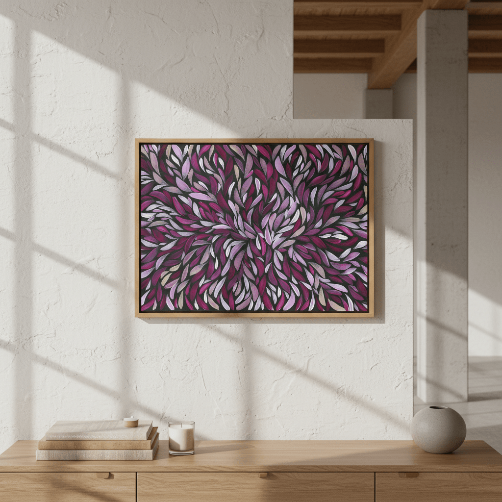 Tumbetin Baibaiye Healing Leaves in Purple Tones by Emma Rigney wall - art - picture - poster