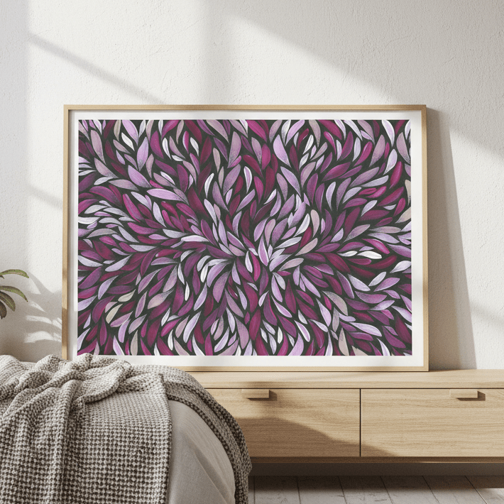 Tumbetin Baibaiye Healing Leaves in Purple Tones by Emma Rigney wall - art - picture - poster