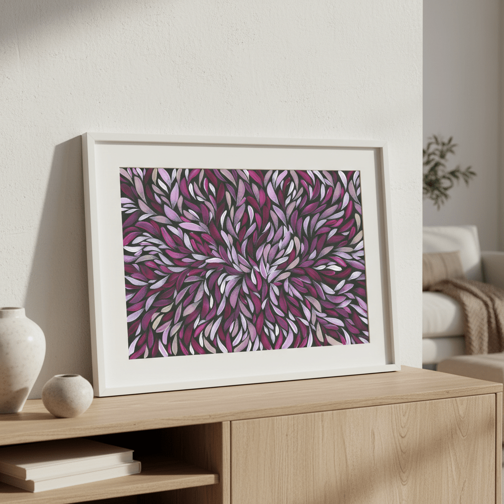 Tumbetin Baibaiye Healing Leaves in Purple Tones by Emma Rigney wall - art - picture - poster