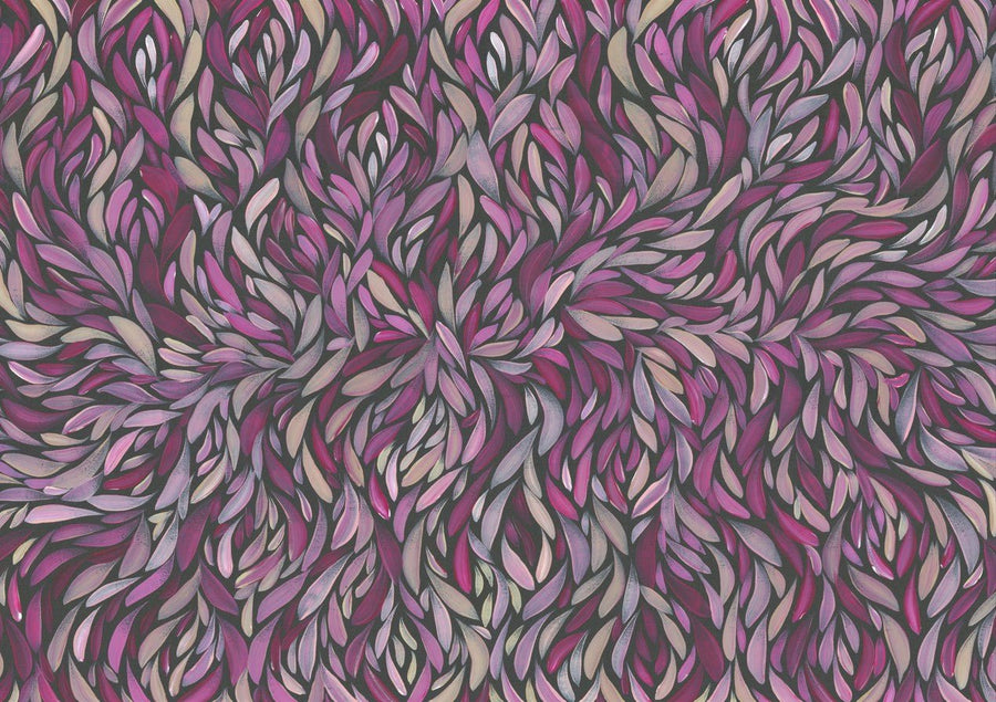 Tumbetin Baibaiye Healing Leaves Purple Beige and Cream by Emma Rigney