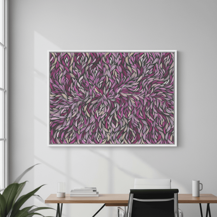 Tumbetin Baibaiye Healing Leaves Purple Beige and Cream by Emma Rigney wall - art - picture - poster
