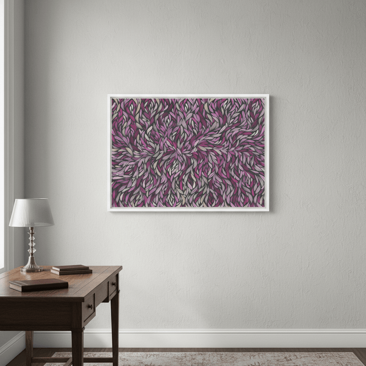 Tumbetin Baibaiye Healing Leaves Purple Beige and Cream by Emma Rigney wall - art - picture - poster
