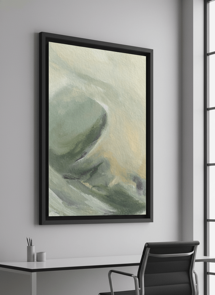 Contemporary wall art featured in a bright modern office workspace
