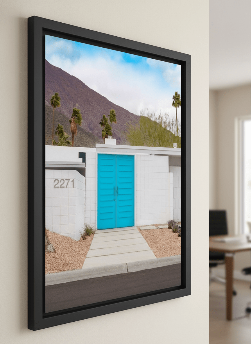 Contemporary wall art featured in a bright modern office workspace